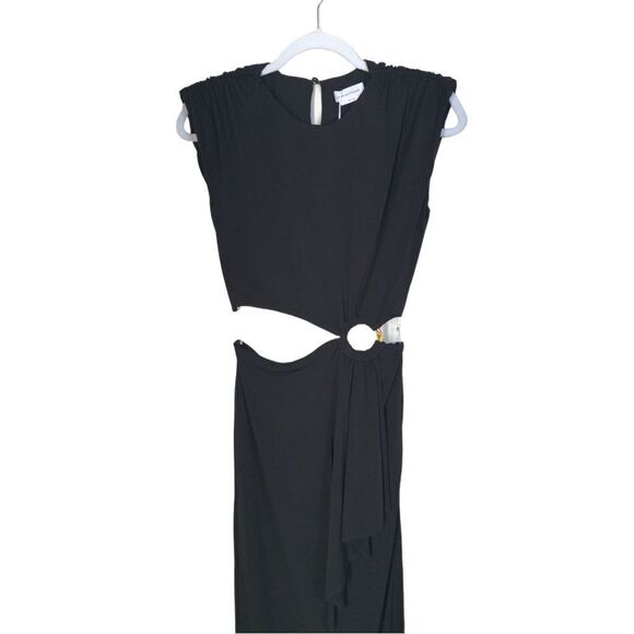 Lovers and Friends Encore Dress in Black Midriff Cut Out Shoulder Pads Maxi XS - Picture 7 of 12